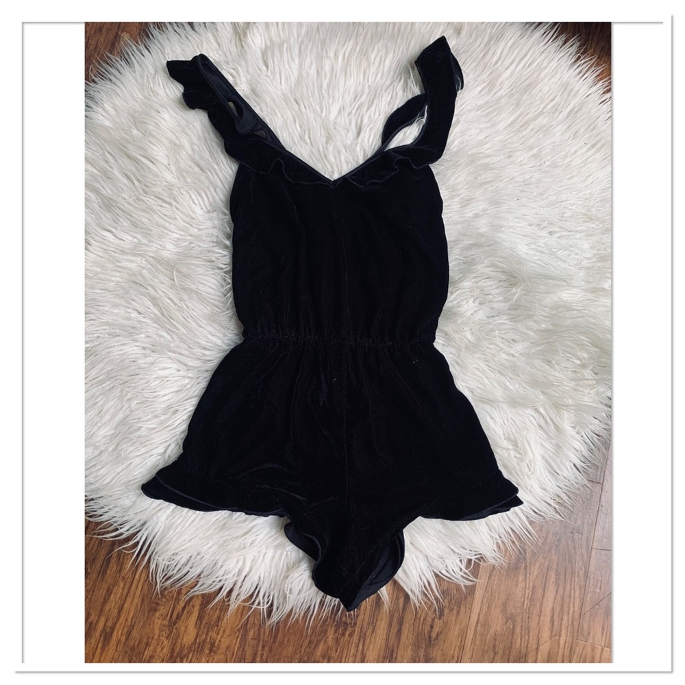 Victoriaโs Secret Velvet Romper Black Size Small